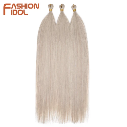 Imagen 2 del producto FASHION IDOL 28 ""3 uds Ariel mechones de pelo de poni liso trenzas de ganchillo pelo trenzado sintético extensiones de cabello Rubio degradado