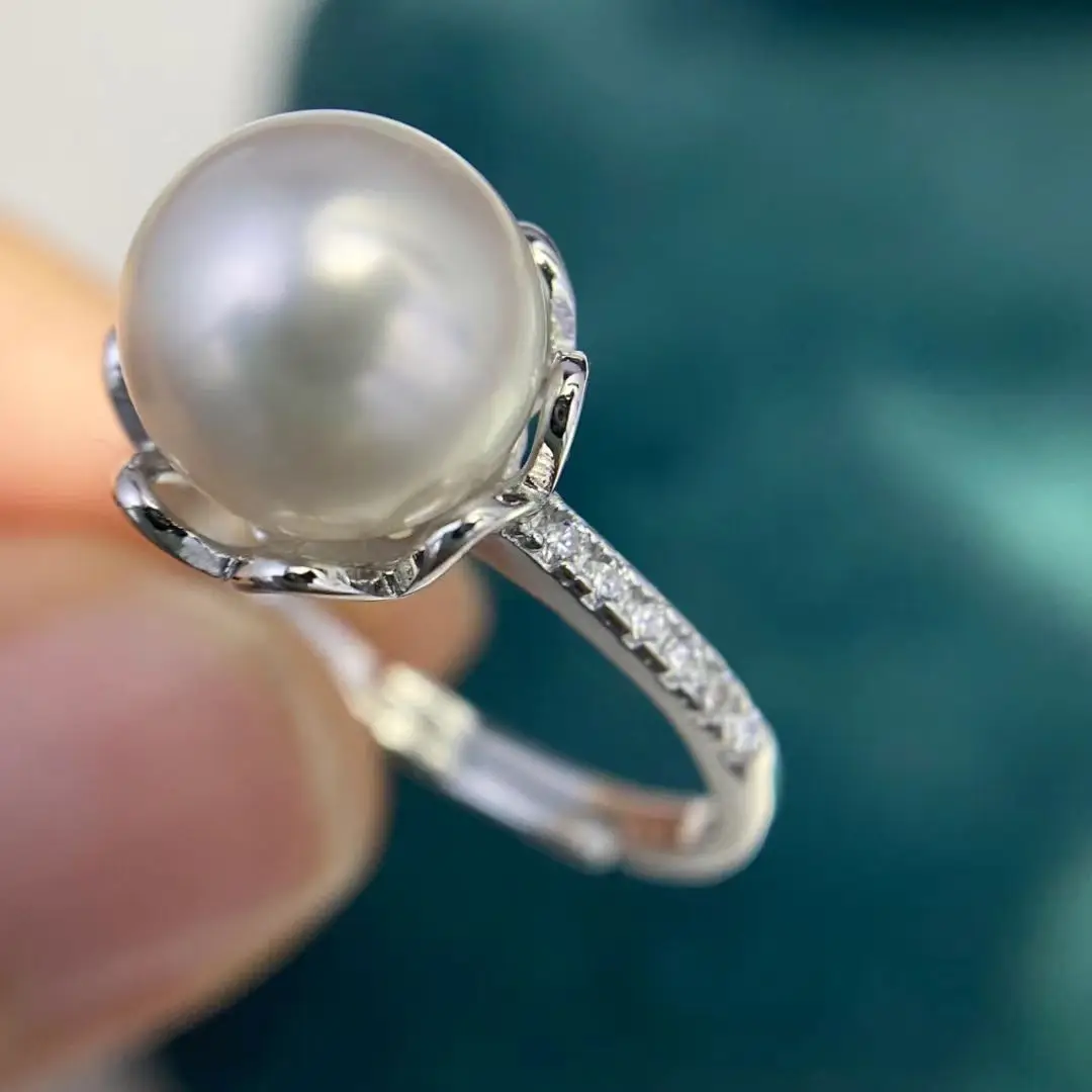 Wholesale S925 Sterling Silver Adjustable Ring Mount Settings Findings Mountings Accessory Parts for 8-9mm Pearls 5pcs/lot