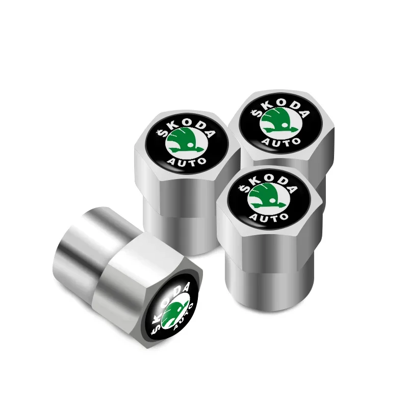 4Pcs Car Tire Valve Wheel Valve Stem Dust Cap Cover Accessories For Skoda Rapid Kodiaq Karoq Fabia Kamiq Yeti Octavia Superb Vrs