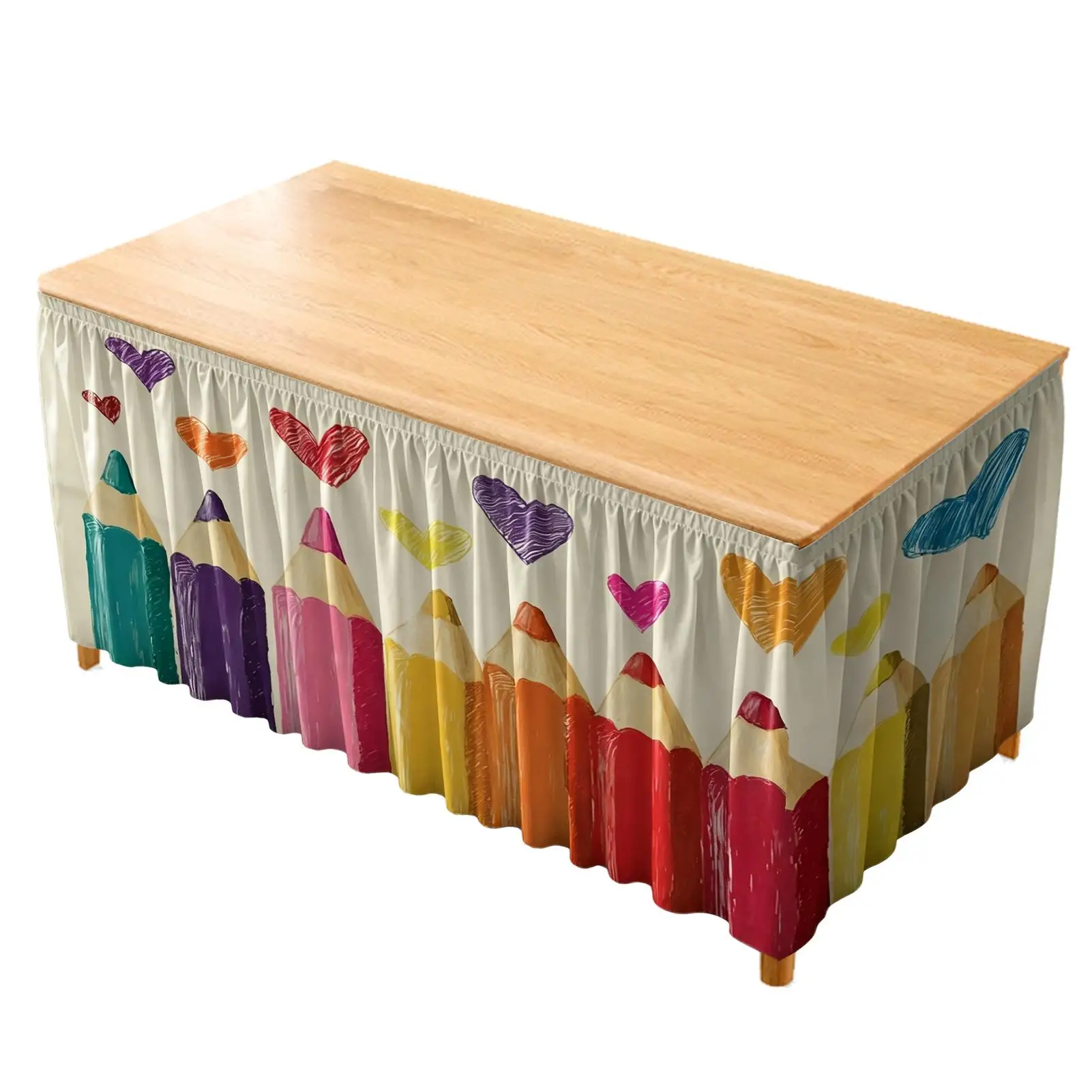 Pencil desk skirt cloth 75x180cm Kindergarten Party Desk Skirt stationery Teacher Office Table Cloth for back to school party