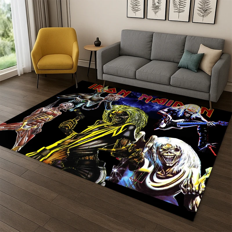 3D I-Iron Maiden Metal Band Carpet Rug for Bedroom Living Room Sofa Playroom Doormat Home Decor,Kid Game Area Rug Non-slip gift