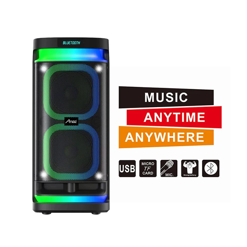 Dual 6.5''inch Trolley Speaker Portable Speaker with 6 effects of LED light bluetooth \USB\TWS