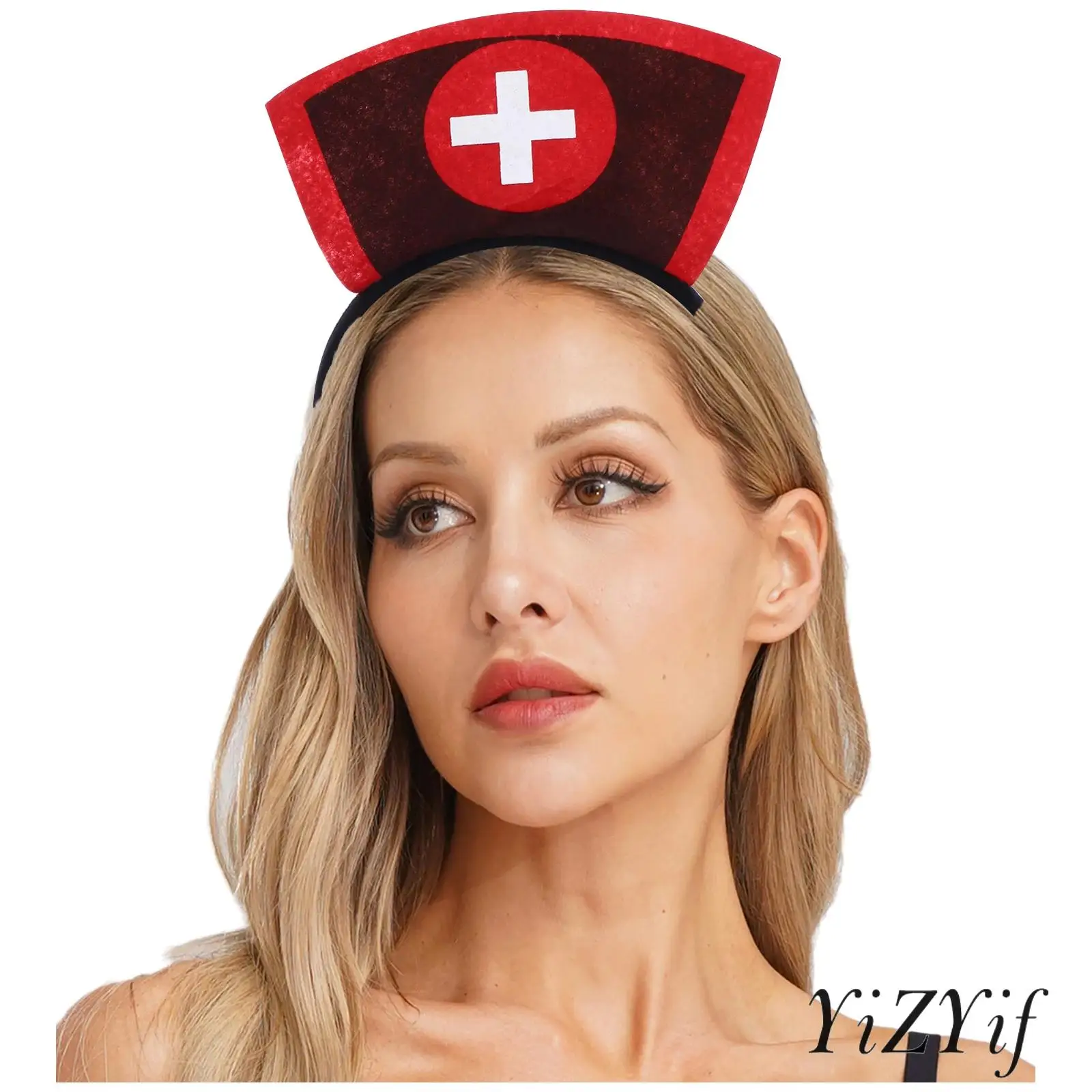 

Womens Nurse Hat Headband Costume Accessory for Halloween Cosplay Stage Performance Fun Character Outfit Doctor Dress Up Prop