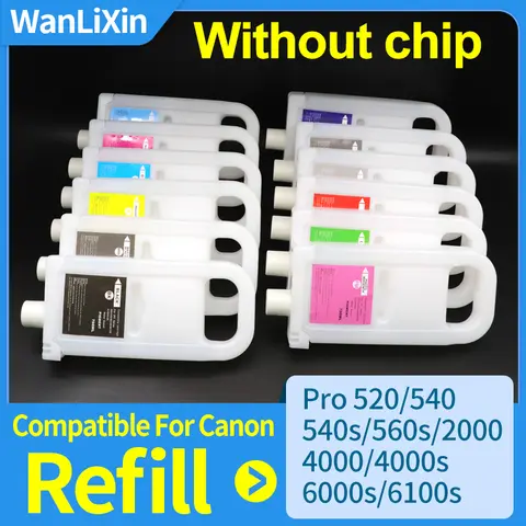 No Chip PFI-1700 PFI-57 Refillable Ink Cartridge Compatible For Canon Pro 520 540 540s 560s Pro 2000 4000 6000 iPF 8300 8310
