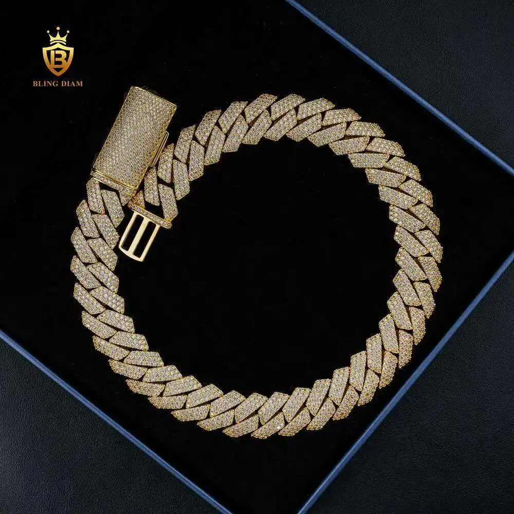 

Big Guy Necklace Ice Out Vvs1 Moissanite Diamond d Color 925 Sterling Silver Rose White Yellow Cuban Link Chain
