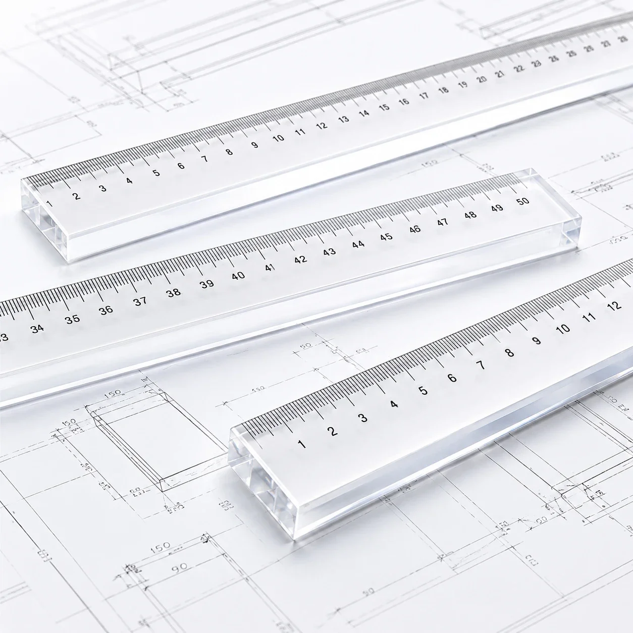 10mm Extra-Thick 50cm Acrylic Ruler - Heavy-Duty Measuring & Cutting Guide for Advertising, Office & Industrial Drafting