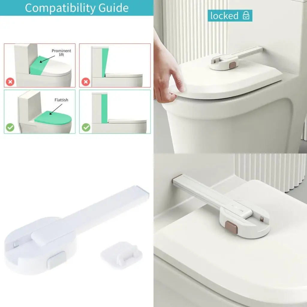 

581F Toilet Proof Lock Bathroom Toilet Lid Locks Adhesive Lock for Baby Security