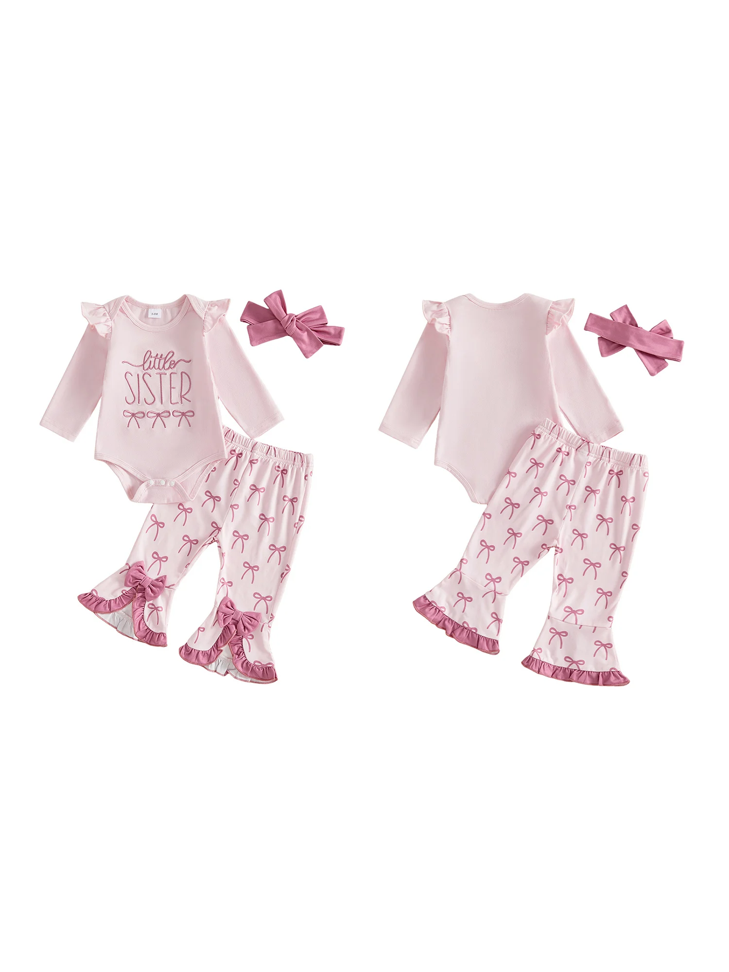 Headband Letters Print Romper Baby Girls Romper With Pants Headband Outfit Flare Fall Professional Baby Girls Fall