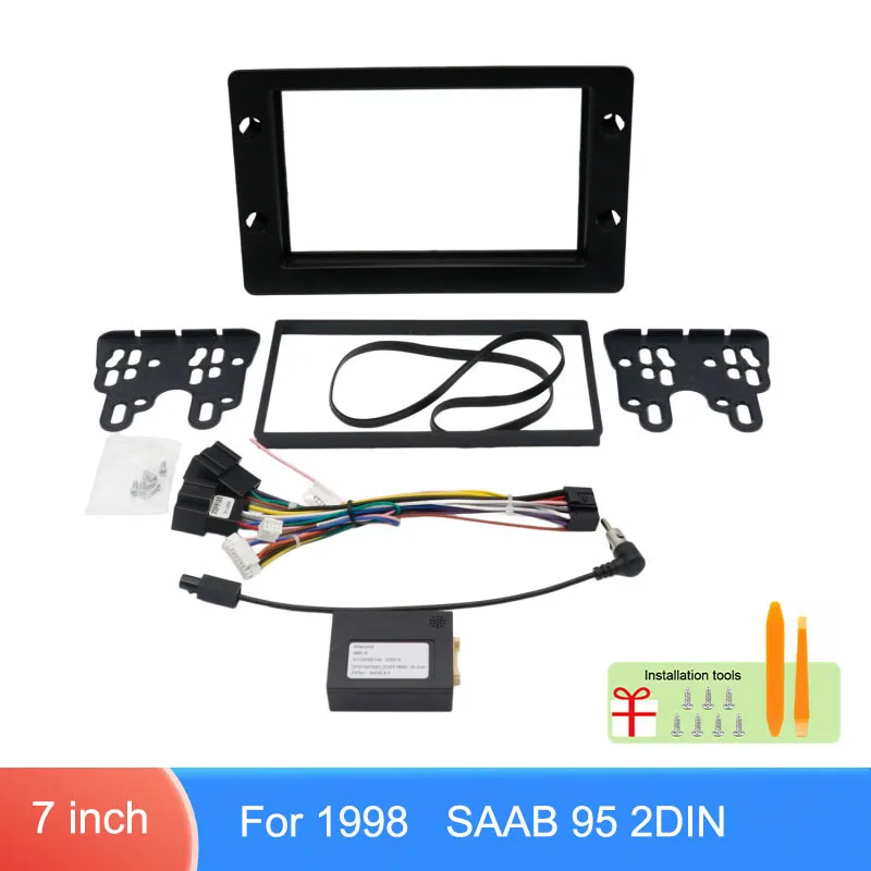 Für SAAB 95 ab 1998: 7-Zoll Android Autoradio 2DIN Rahmen-Einbausatz mit Kabelbaum & CANBUS