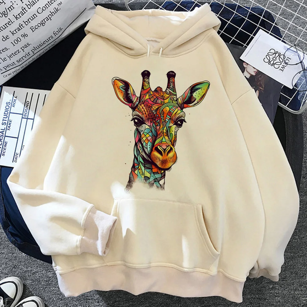 Giraffe Hoodies Vrouwen Zweet Y 2K Anime Winter Esthetische Capuchon Sweatshirts Dames Vintage Sweatshirts