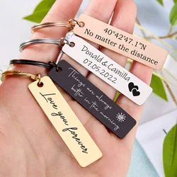 Personalized Custom Engrave Name Rectangle Keychain Stainless Steel Couple Keyring For Family Friend Lovers Jewelry Gift