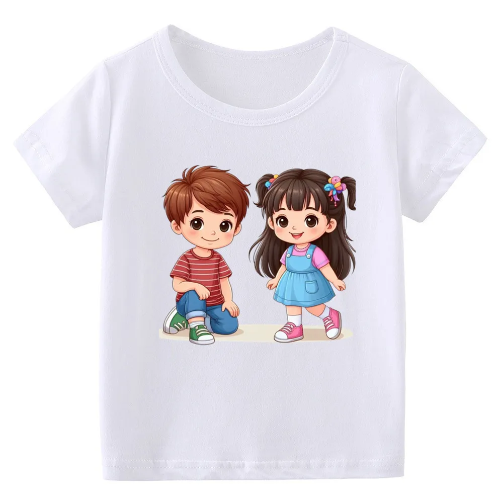 Camiseta de manga corta para niños, ropa de verano para niñas