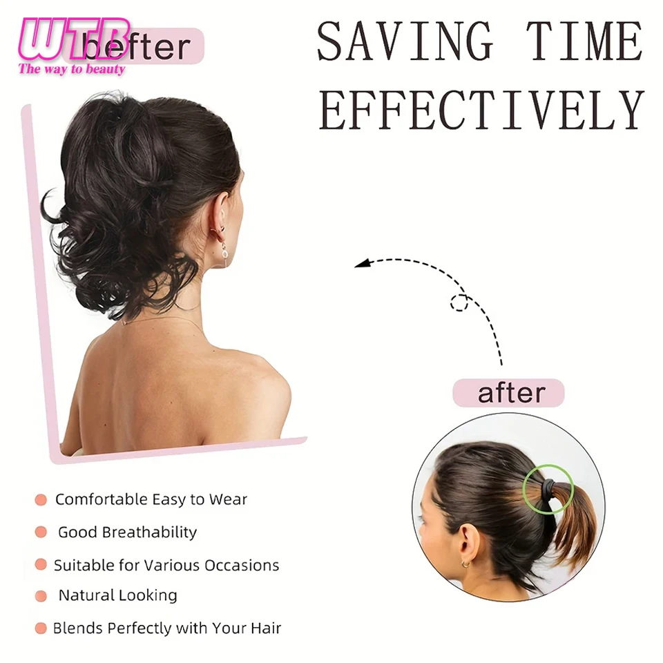 Synthetic Claw Clip In Short Ponytail Curly Pony Tail Clip-on hair False Wig House Pony Extension Hairpiece For Women