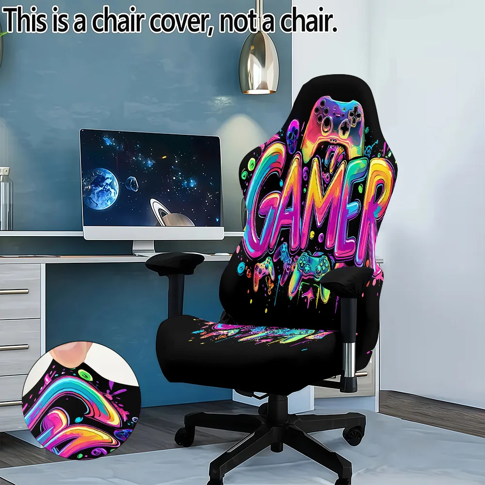 1Set GAMER UV-reaktive leuchtende Stuhlhusse, kompatibel mit PC-Gaming-Stühlen (in-the-Dark), einzigartiges Design für Gaming/Büro