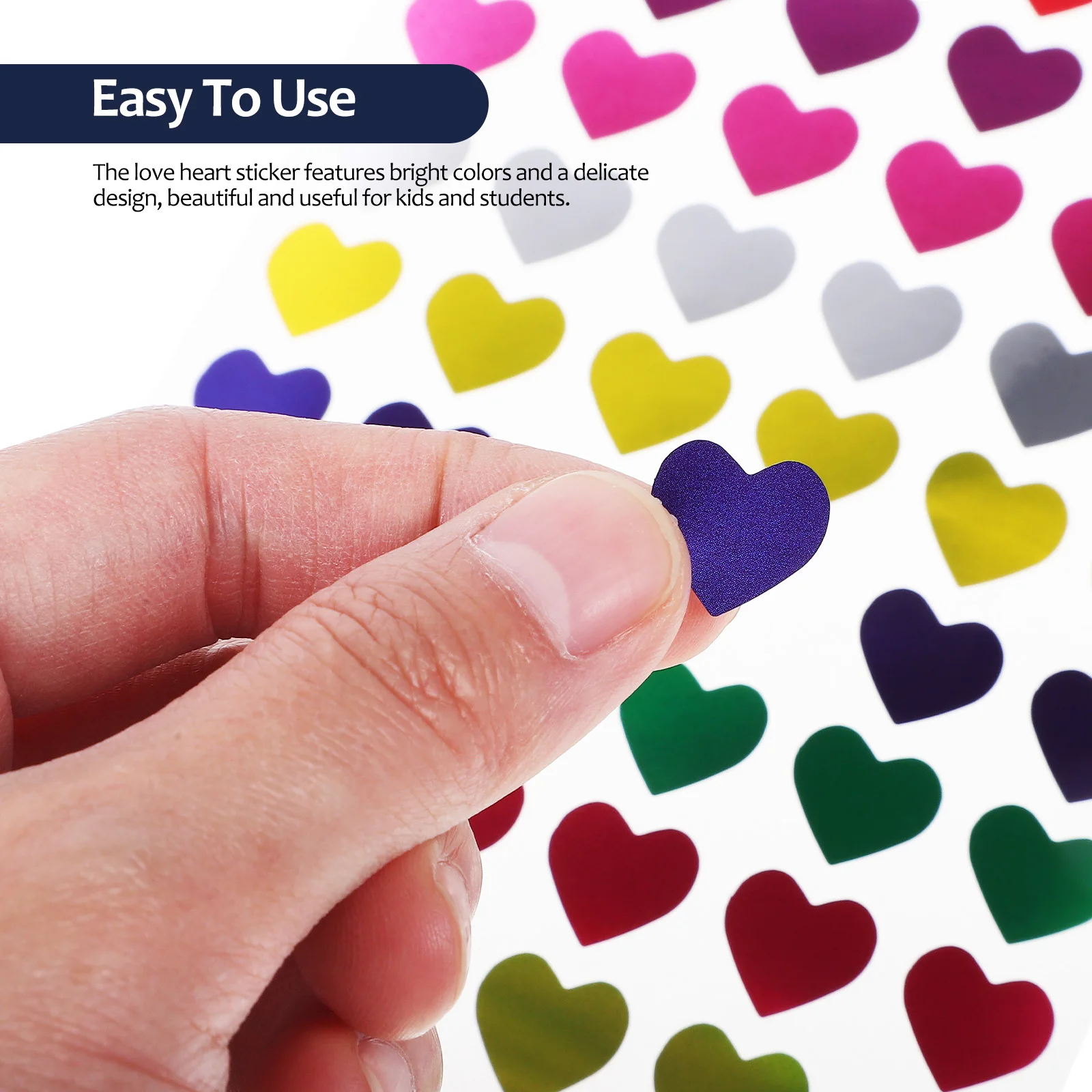 

50 Sheets Heart Shape Stickers Reward Kids Love Decorative Foil Kindergarten Child Craft Project Party Supplies