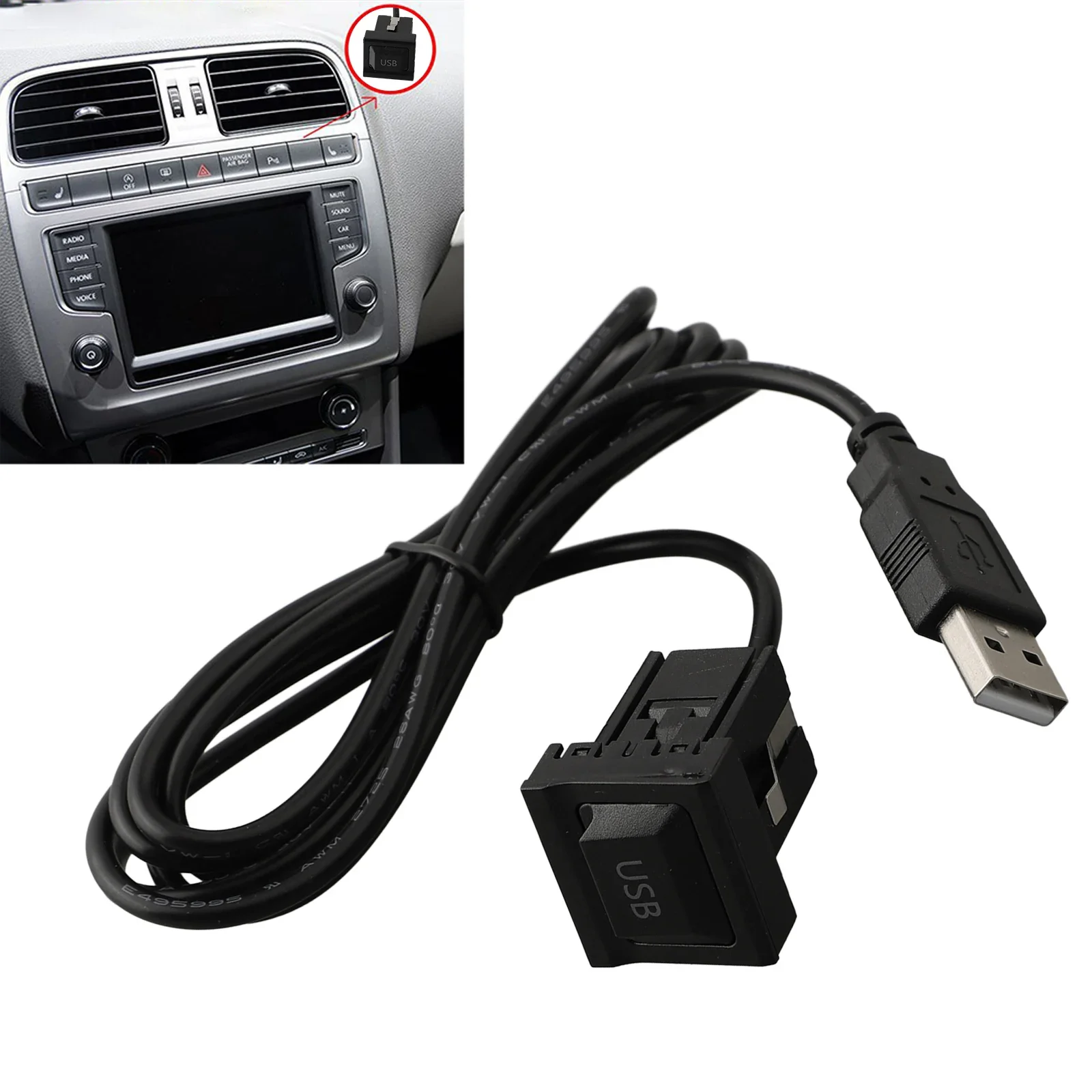 1pcs 1 × USB עם אבק כיסוי חוט לרתום דאש סומק הר כפולה USB הארכת יציאת USB באיכות גבוהה מתאם כבל
