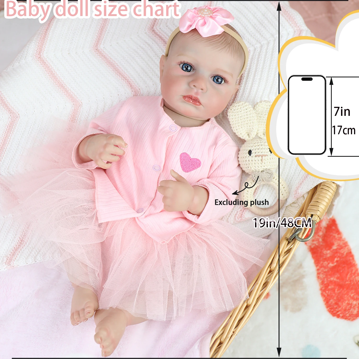 

19-дюймовая кукла LouLou Reborn для девочек, полностью виниловое тело с реалистичной 3D-кожей, видимые вены, кукла ручной работы, рождественские подарки