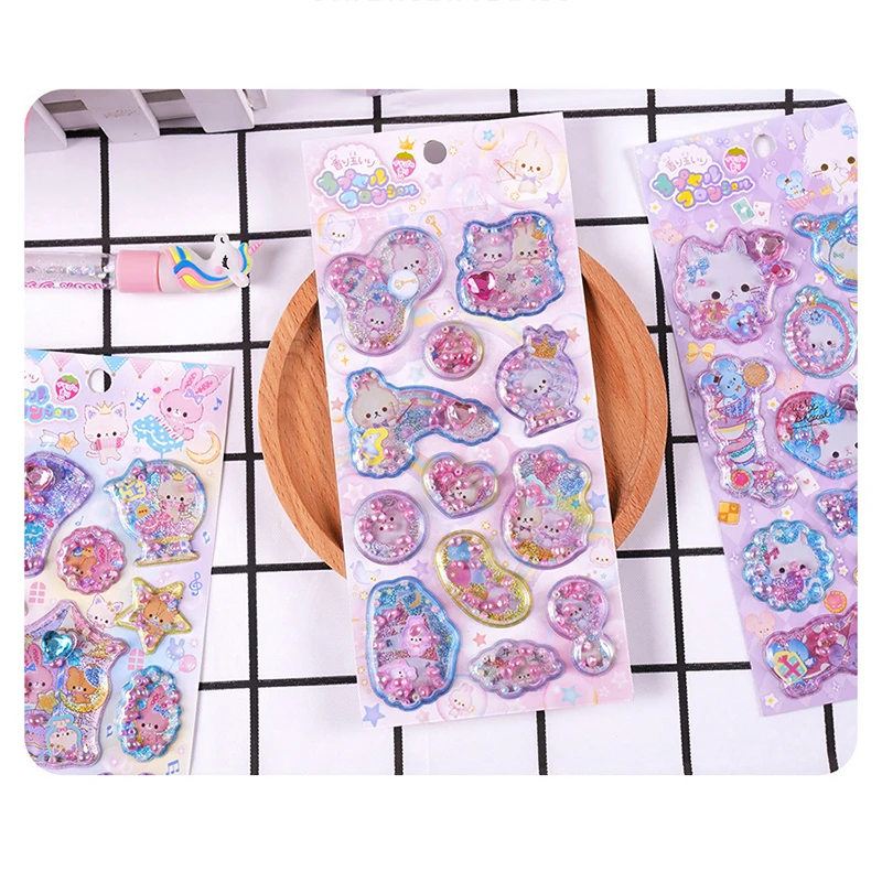 1Pcs Kawaii Cartoon Rabbit Stickers With Fragrant 3D Sticker Cute Bunny Decal Diary Scrapbooking Stationery Sticker