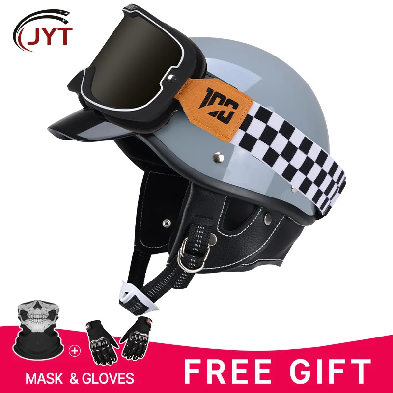 

Black Half Face Motorcycle Helmet for Men Women Adult Four Seasons Novelty Jet Helmet ABS Shell Safty Cap Scooter Cruiser Moped