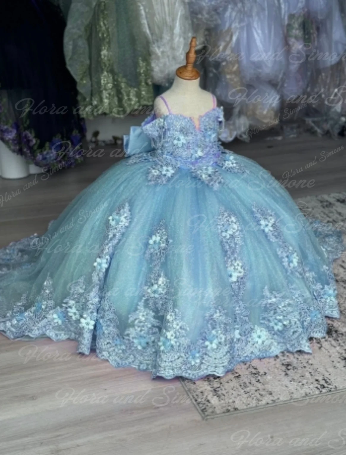 Quinceañera luxo bordado apliques miçangas vestido da menina de flor para festa de casamento meninas pageant recepciones formais personalizado