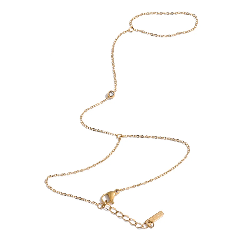 Yhpup Hot Stijl Zirconia Ronde Achterkant van de Hand Ketting Vinger Armband Roestvrij Staal Chique Mode-sieraden Groothandel 2025 Nieuw