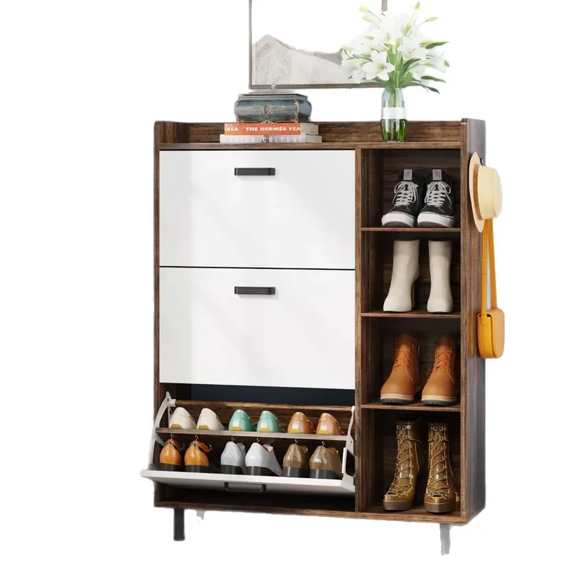 3 Flip Drawer Shoe Cabinet with 5 Shelves Slim Entryway Storage Organizer for Hallway Home Furniture