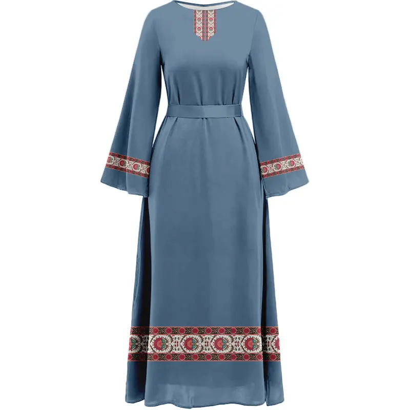 2024 Vestido feminino islâmico Abaya muçulmano texturizado vestido estampado Dubai Turquia requintado casual Abaya Ramadan gola redonda feminina abaya abaya abaya