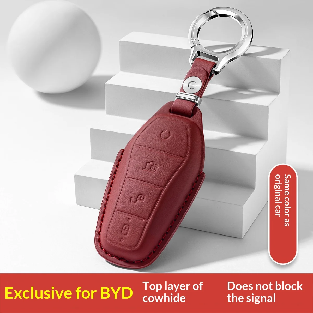 For BYD Seal 06 car key cover first-layer cowhide high-end key case buckle interior