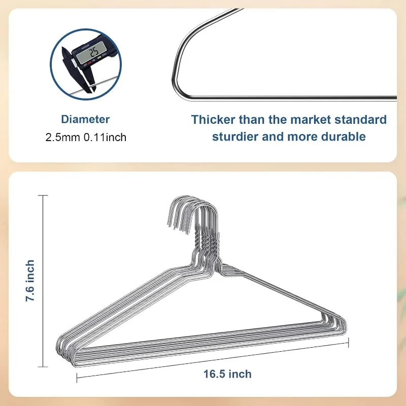 Wire Hangers 200 Pack, Metal Wire Clothes Hanger Bulk for Coats, Space Saving Metal Hangers Non Slip 16 Inch 12 Gauge Ultra