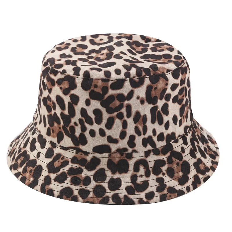 Bucket-Hat Leopard Print Hunting Cap Double Sided Trend Women Foldable Suncreen Basin Chapeau Men Ladies Fisherman Hat