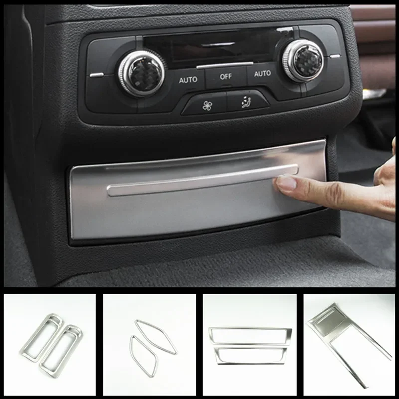 Car Styling Console CD Panel Gearshift Decoration Cover Air Outlet Frame Stickers For Audi A7 A6 C7 Rear Cigarette Lighter Panel 