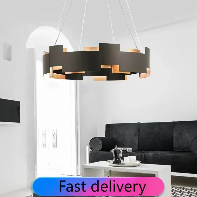 

Новинка, черное золото, металлические подвесные светильники 60/80 см, подвесной светильник для гостиной, столовой, спальни, E14, регулируемый шнур лампы