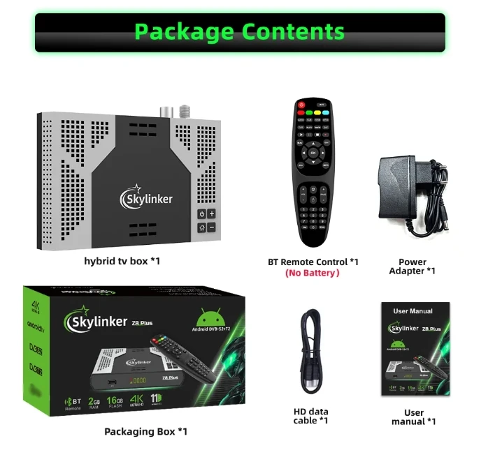 [أصلي] أحدث صندوق تلفزيون هجين Skylinker Z8 Plus Android OTT+DVB-S2-T2&ETV Pro 5G BT جهاز استقبال تلفزيون أرضي FTA عن بعد