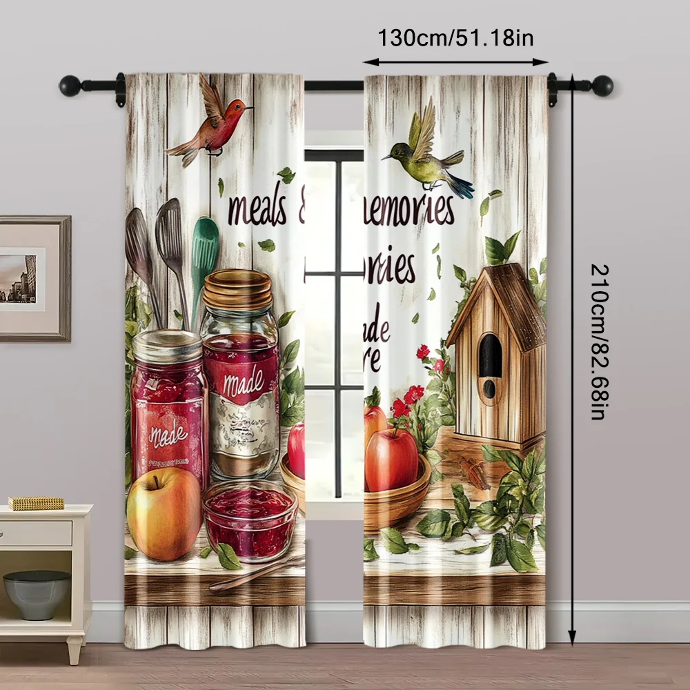 2개, 인기 있는 커튼 소박한 농가 주방 다용도 100% 폴리에스테르(막대 제외) 거실용 가정용 장식,