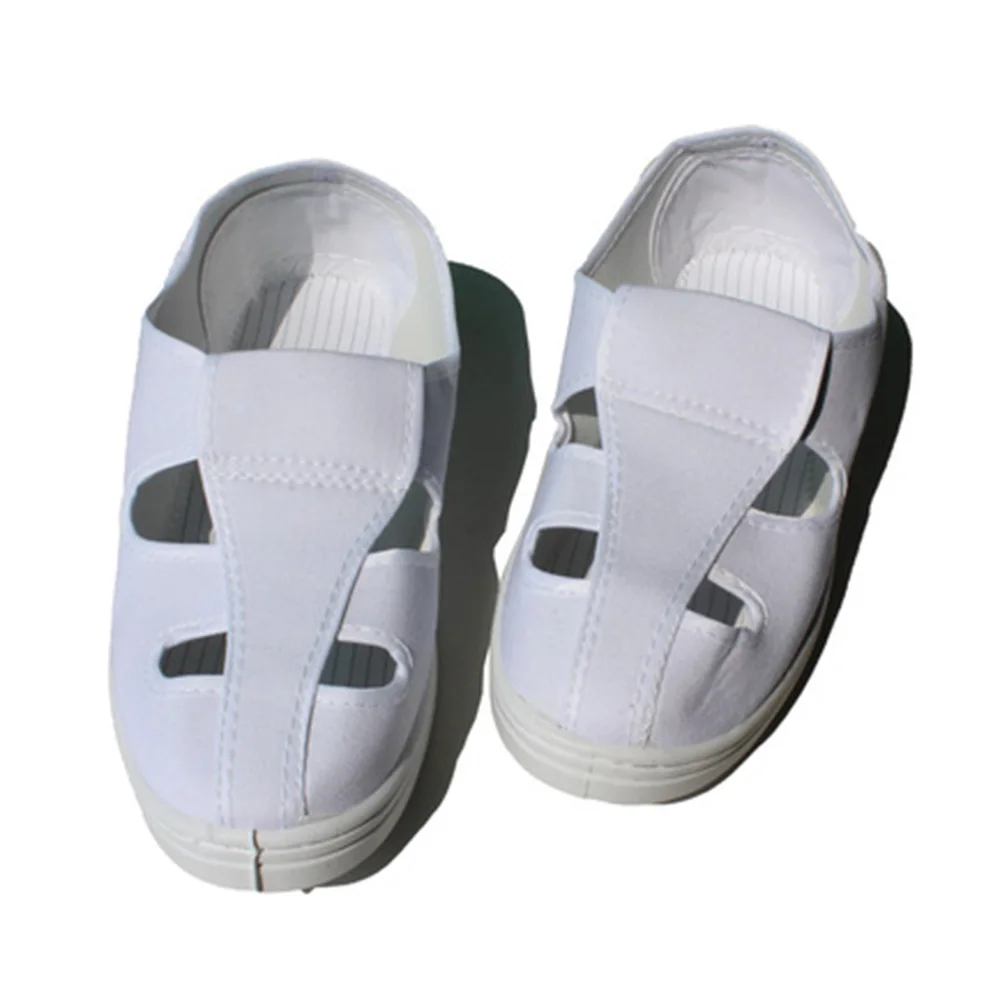 Imagem -06 - Anti-estático Sapatos de Trabalho de Lona Azul Branco Anti-estático Anti-estático de Pvc de Quatro Buracos