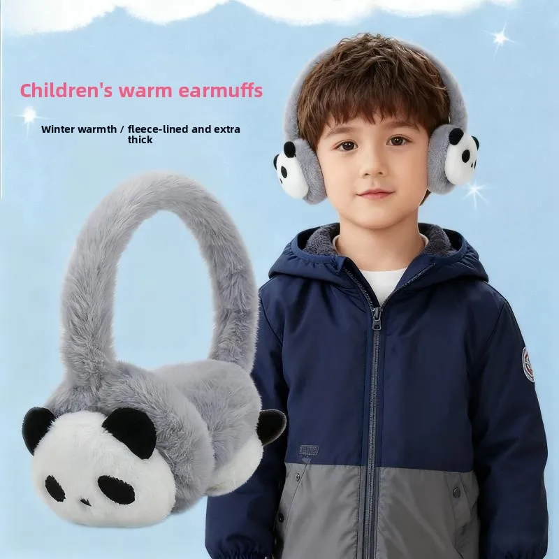 

Теплые плюшевые наушники для детей с милым мультяшным дизайном панды, зимние защитные накладки на уши для мальчиков, мягкие и удобные ушные накладки