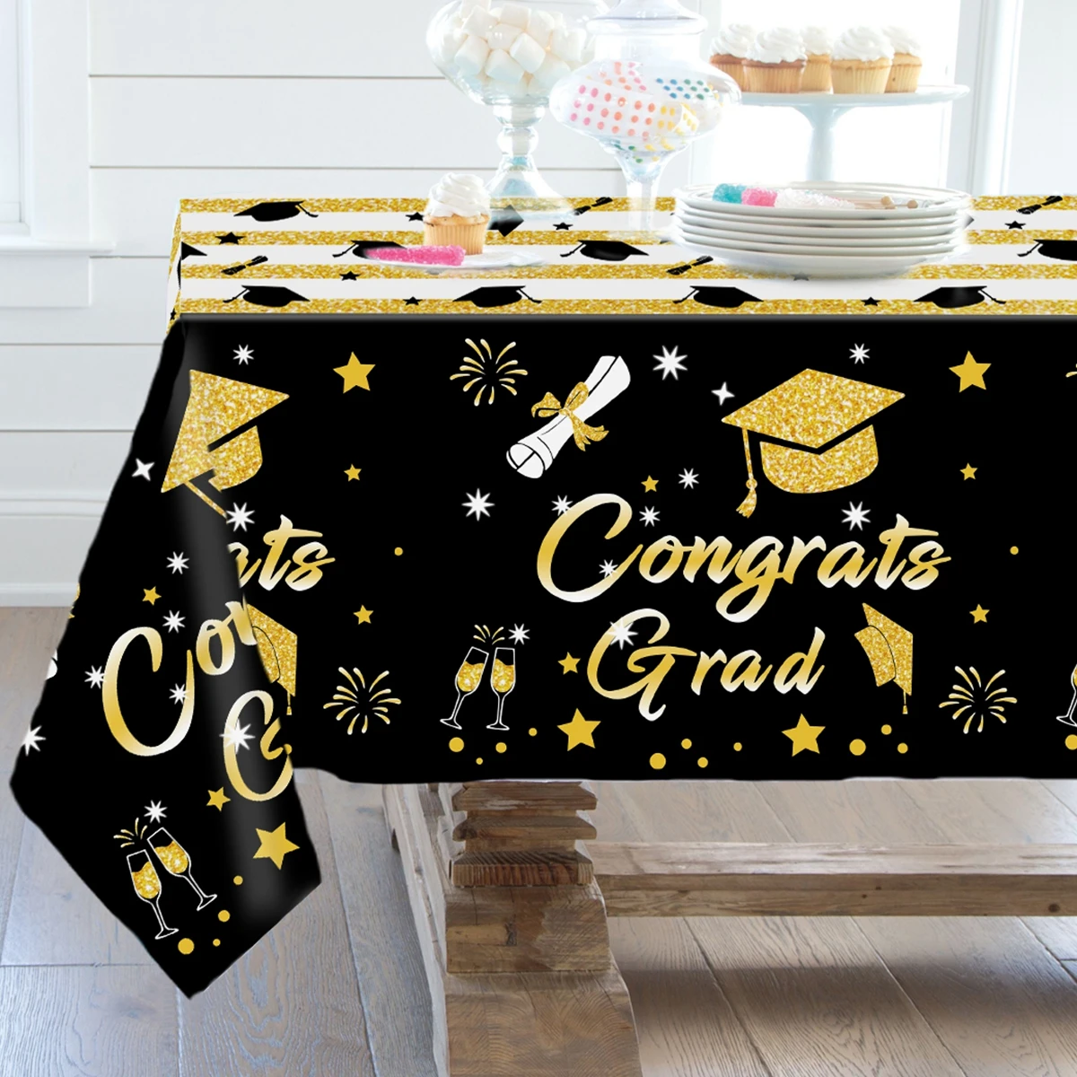 Graduation Tablecloth Class of 2026 Grad Party Decor Dining Table Disposable Table Cover Graduated Celebration Party Supplies
