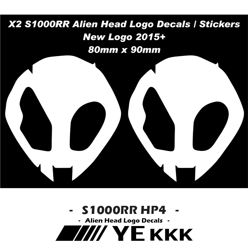 

X2 S1000RR Alien Head Logo Decal Sticker For BMW S1000RR 2015+ New LOGO HP4 Fairing Shell Sticker Decal Hollow Custom