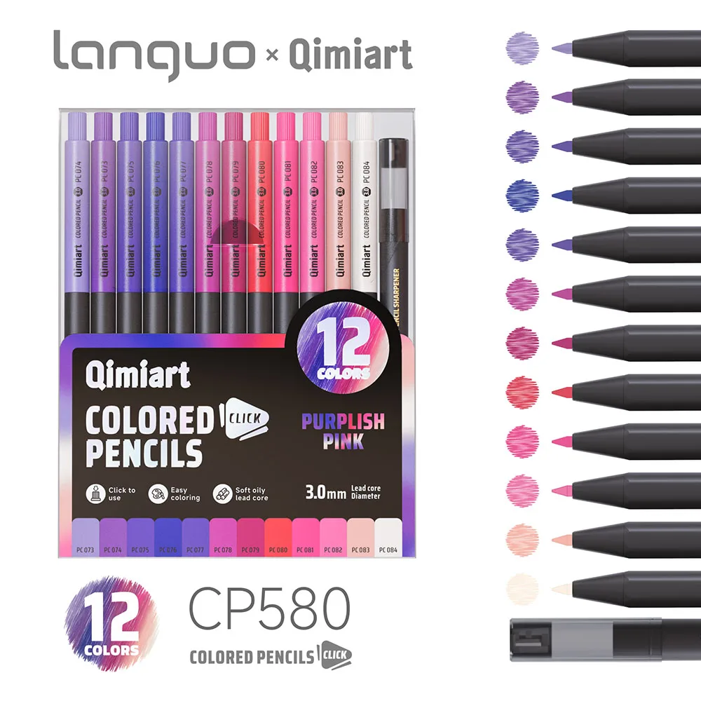 Languo 12/96 Farben Klick-Buntstifte 3,0mm Ölbasierte Weichkernstifte zum Zeichnen, Skizzieren, Malen für Malbücher und Kunstbedarf – Detail 31