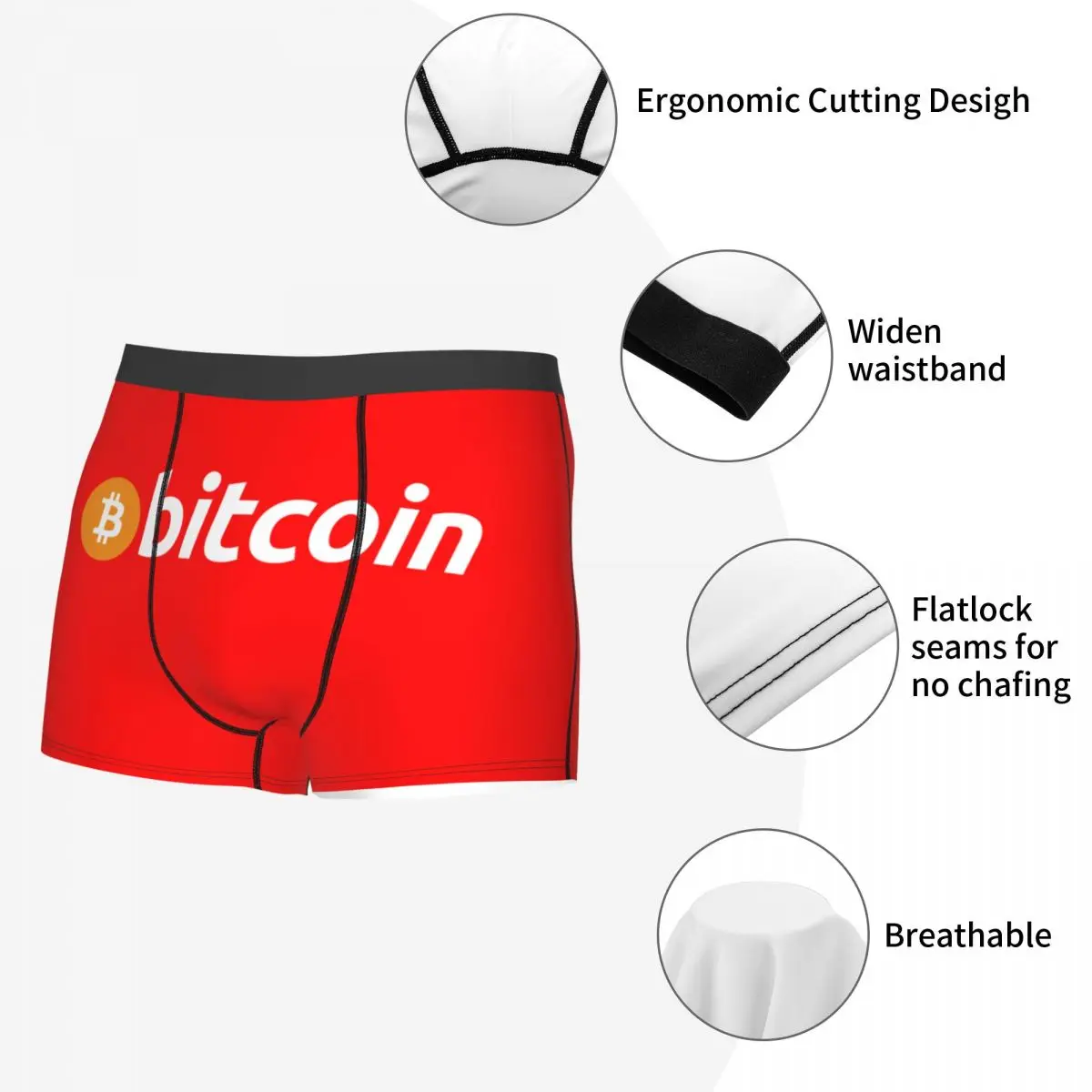 Bitcoin personalizzato La biancheria intima originale da uomo Stretch BTC Crypto Coins Boxer Slip Pantaloncini Mutandine Mutande morbide per Homme