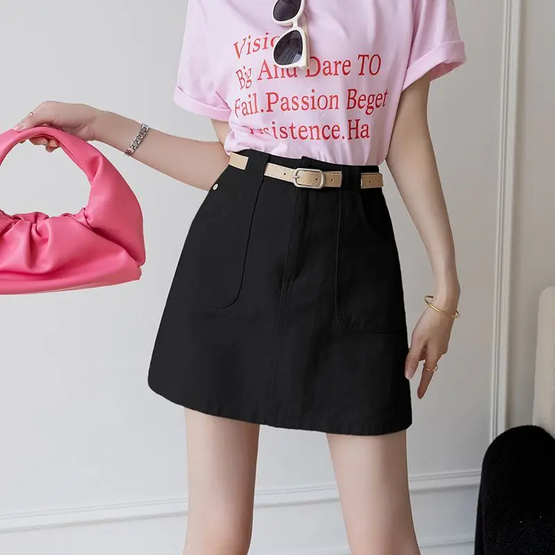 

Джинсовая мини-юбка с высокой талией, повседневная, однотонная, летняя, с карманом на молнии, облегающая, короткое платье для женщин, новинка 2026 года