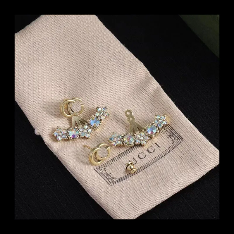 جديد مزدوج G الخماسي حجر الراين وأقراط المتخصصة تصميم الراقية أقراط أقراط النساء