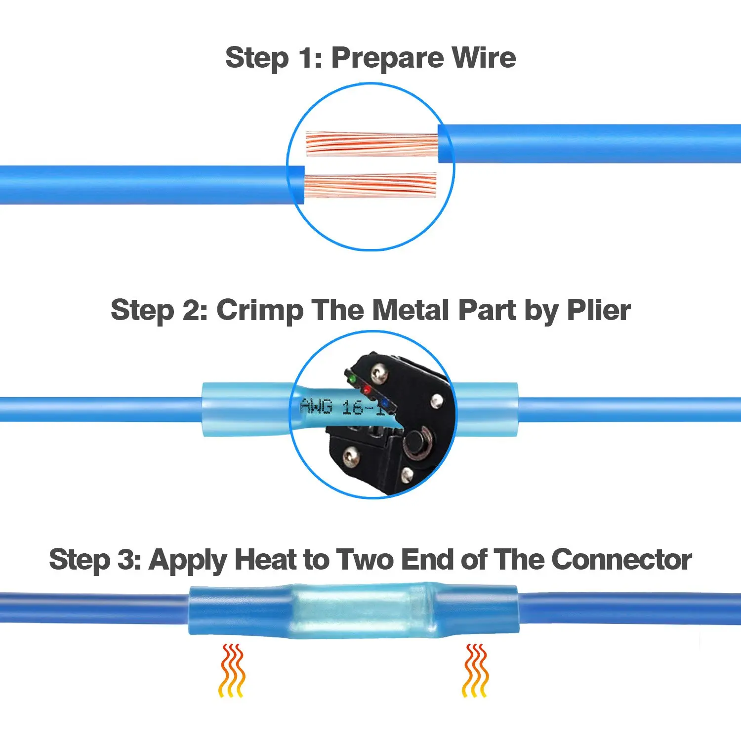 50/200PCS Wire Crimp Connectors  Assortment Heat Shrink Butt Terminals Insulated Seal Waterproof Electrical Car Accessories