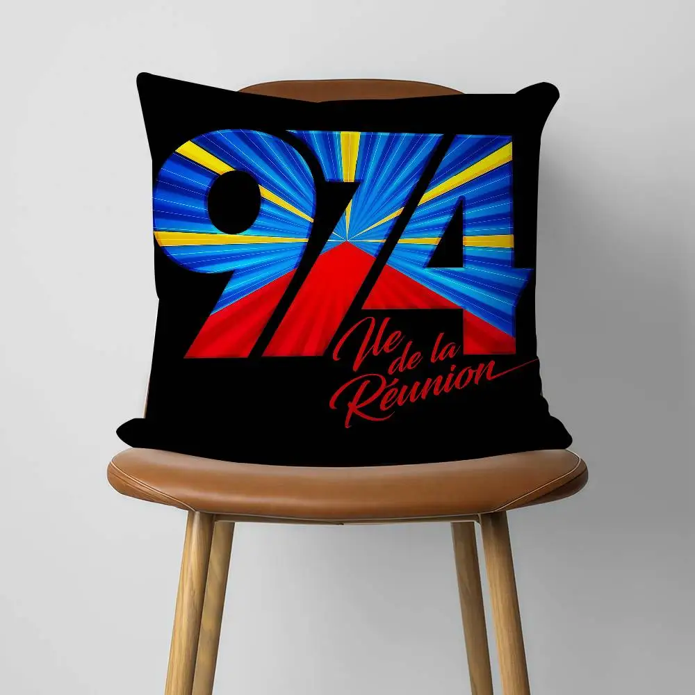 974 Reunion Island Art 30x30cm 45x45cm Pillow Case Decor Protective Covers Comfortable Soft For Sofa Living Room Home Office