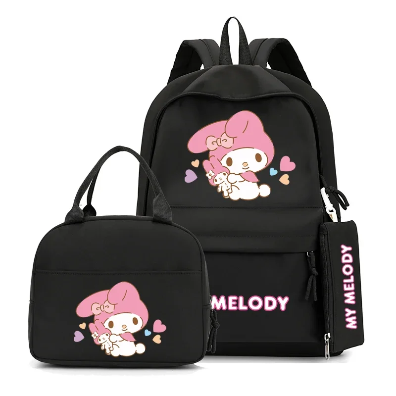 3Pcs/set Sanrio My Melody Backpack with Lunch Bag for Women Student Bookbag Teenager School Bags Comfortable Travel Set Rucksack