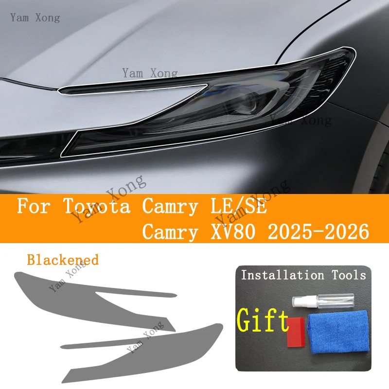 

Car TPU Headlight Protective Sticker, Transparent, Smoked Black, Compatible with Camry, Toyota Camry XV80 LE, SE, 2025-2026