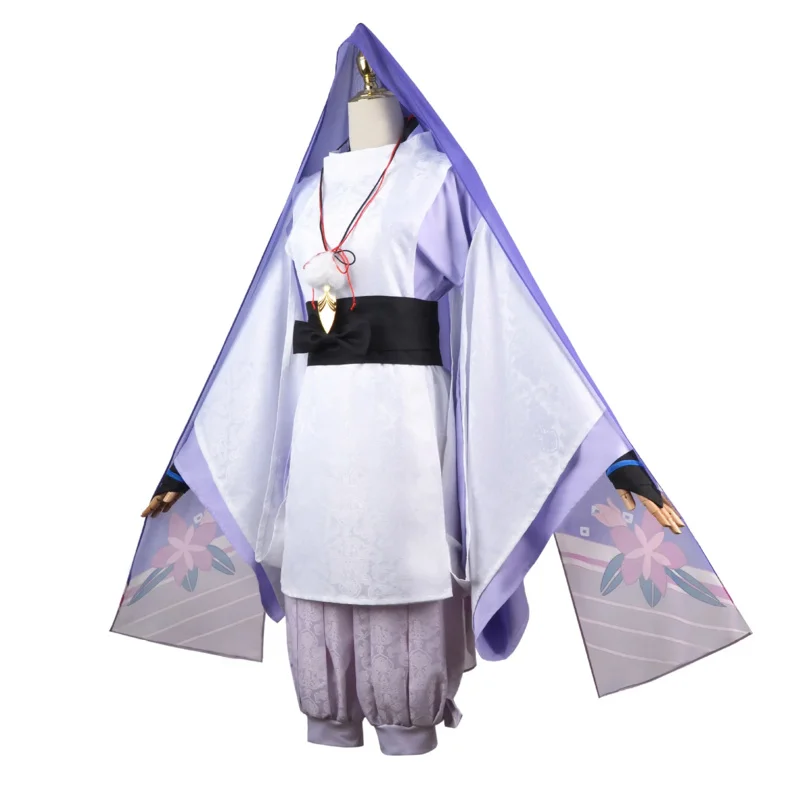 Wanderer Yuanshen Impact Scaramouche kostum Cosplay Wig permainan Anime Balladeer Kimono putih Halloween untuk pria wanita