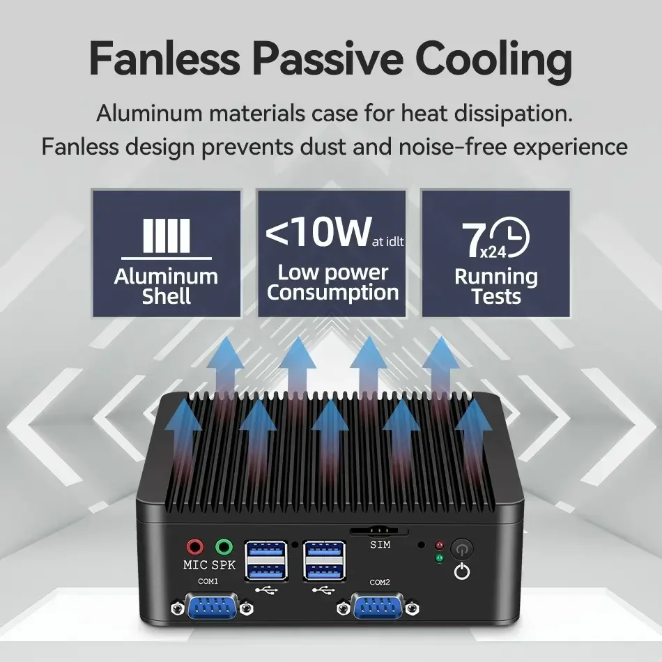كمبيوتر صغير رخيص الثمن بدون مروحة J4125 كمبيوتر جيب متين واي فاي مع لوحة متوازية تسلسلية للحافلة لنظام التشغيل Windows11 #6