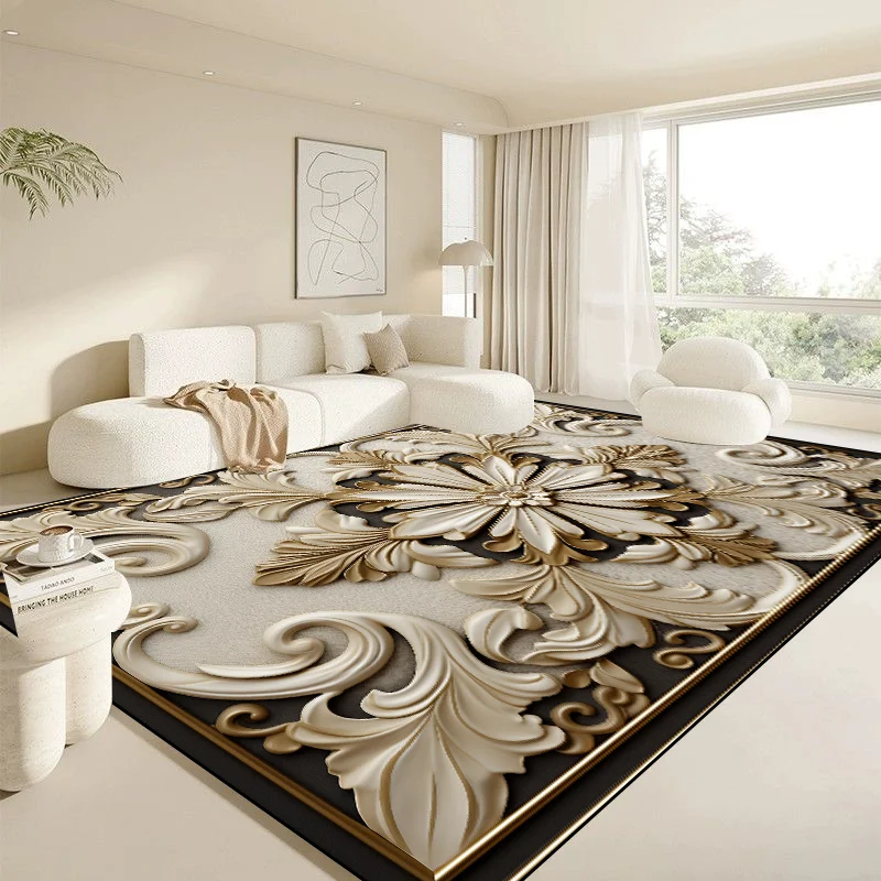 Modern White Large Carpet for Living Room Luxury Gold Rug Home Decoration Bedroom Mat Bedside Soft Non-slip 200x300 Carpets 러그 view 2