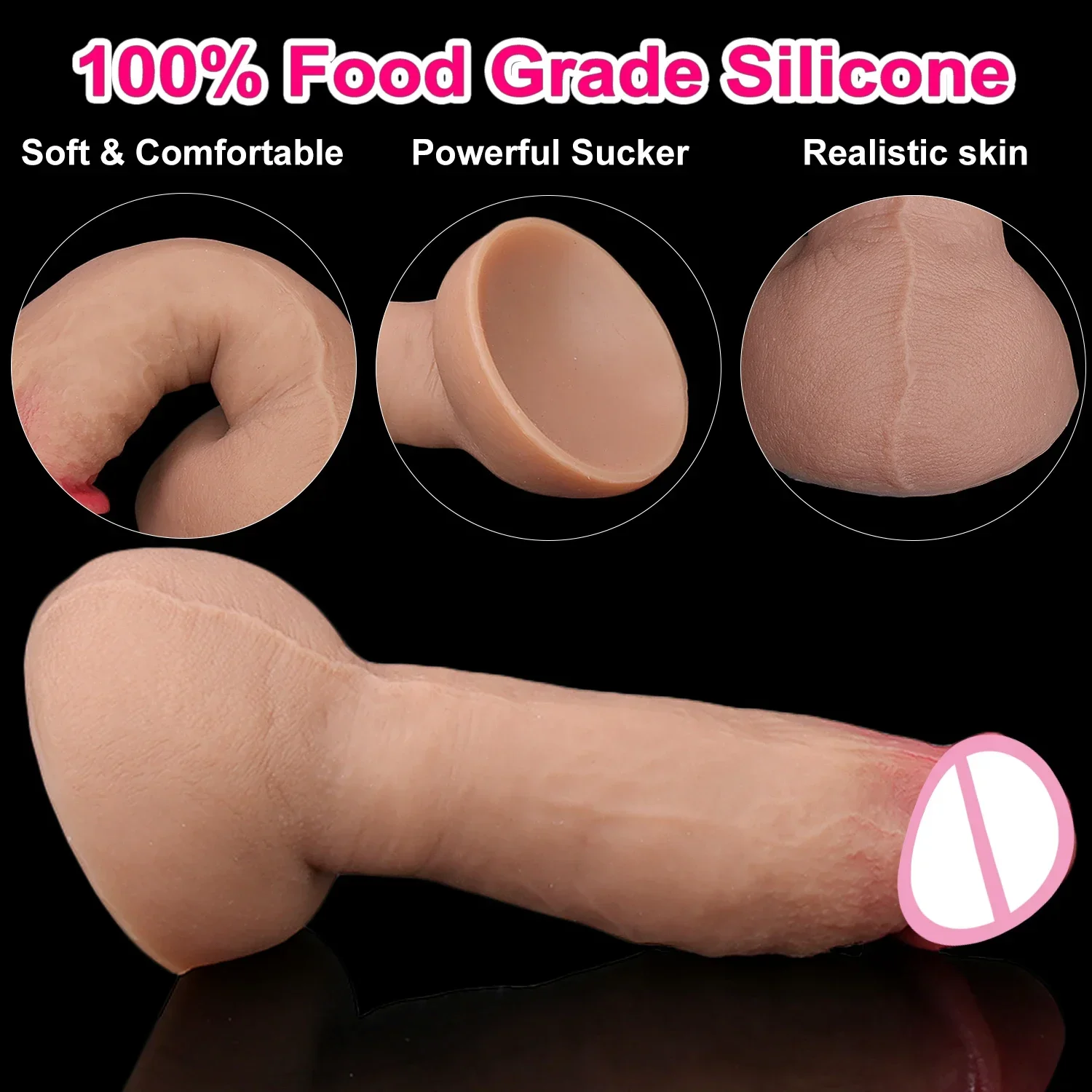 Realistic Soft Black Big Dildo Erotic Toy for Women Silicone Skin Feel Vaginal Masturbators Flesh Penis Large Suction Cup Dick